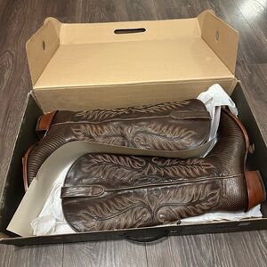 Ariat Margot Stretch lizard brown western boots wood heel 42.5 11